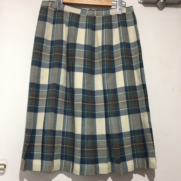 VINTAGE ALJEAN PETITE MIDI PLEATED PLAID SKIRTS SIZE 11 - Picture 5 of 7